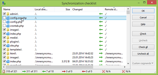 Sync with WinSCP